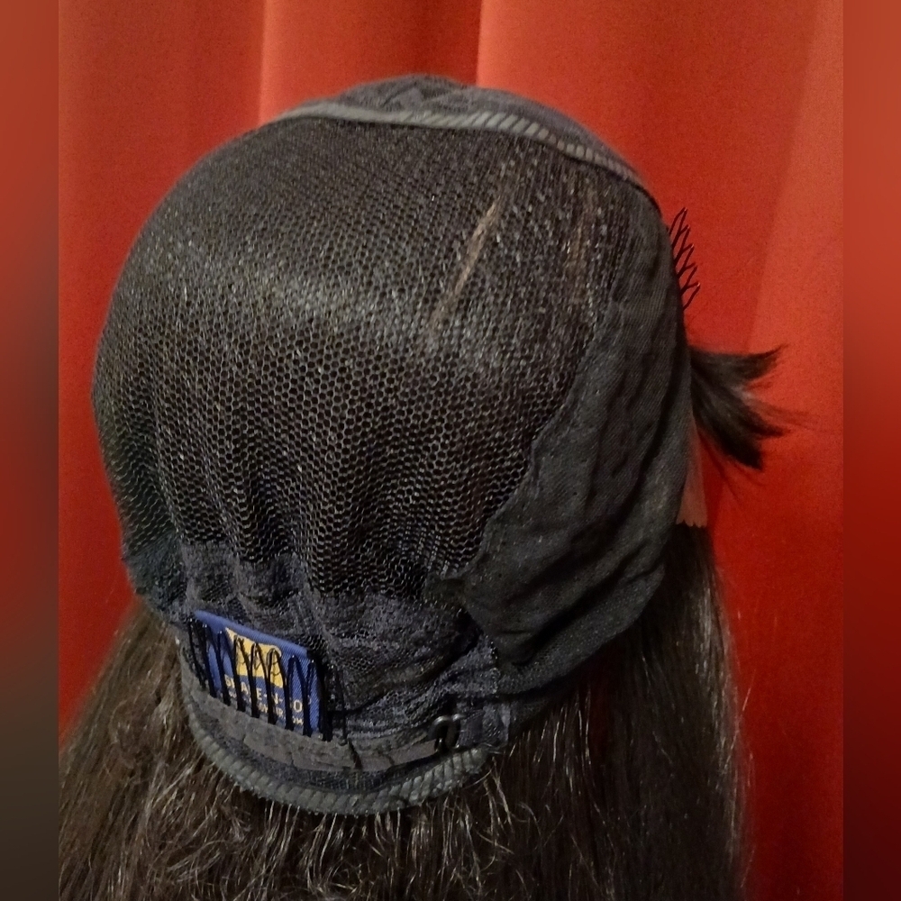 Black Synthetic Fiber 30" Lace Front Wig with Bangs - Picture 12 of 14